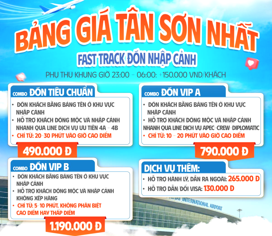 BẢNG GIÁ FAST TRACK TÂN SƠN NHẤT